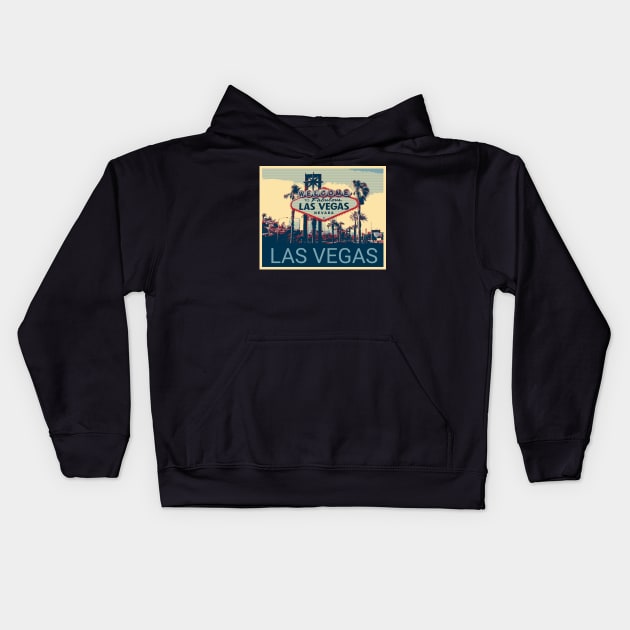 Las Vegas in Shepard Fairey style Kids Hoodie by Montanescu